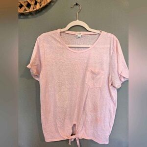 Light Pink Tie-Front Tee